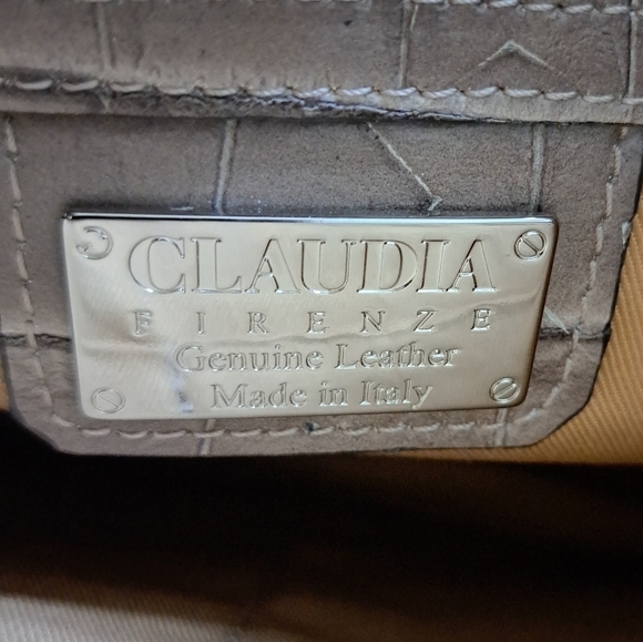 CLAUDIA FIRENZE Italy embossed Stars croc look leather chunky chain purse bag - Picture 5 of 16